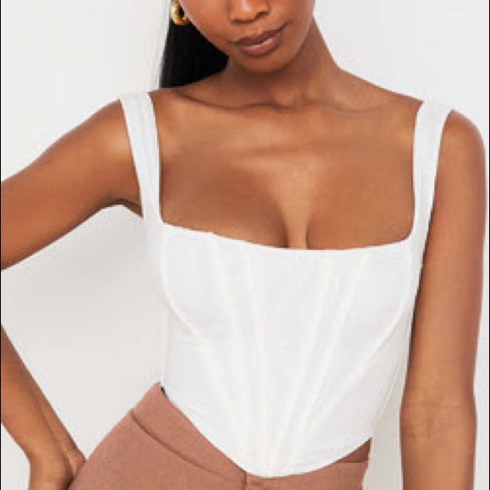 House of CB White Structured Corset Crop Top